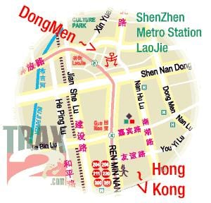 dongmen markaði Shenzhen kort