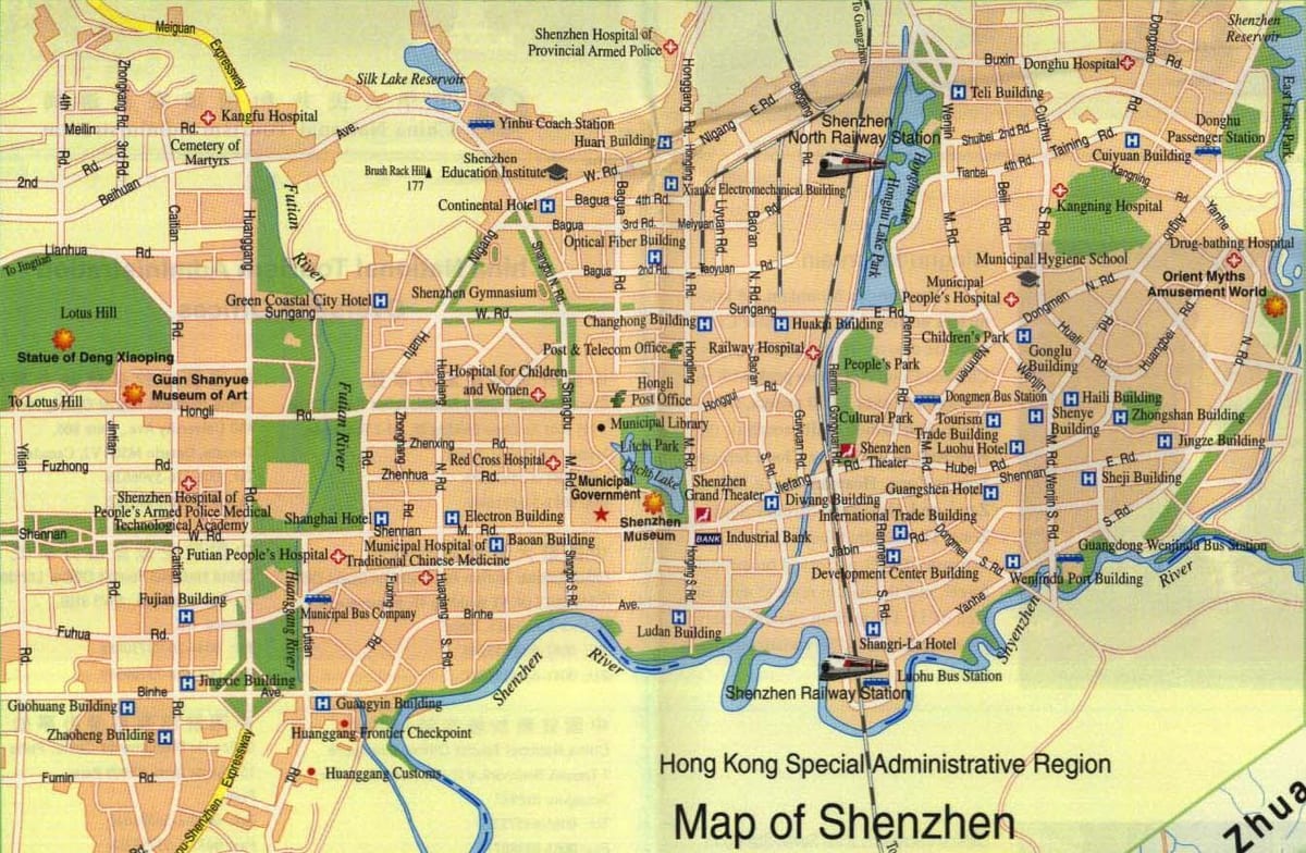 kort af Shenzhen borginni
