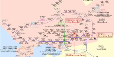 Kort af Shenzhen rafeindatækni markaði