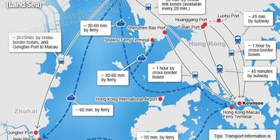 Kort af zhuhai ferjan